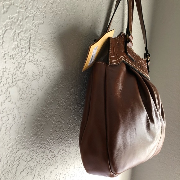 🆕Patricia Nash♥️Italian leather Tan Semi-tooled Shoulder bag - Picture 10 of 16